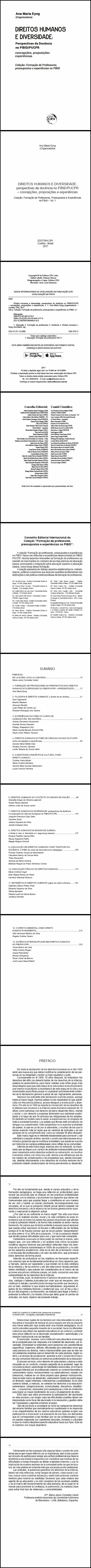 DIREITOS HUMANOS E DIVERSIDADE:<br>perspectivas da docência no PIBID/PUCPR – concepções, proposições e experiências<br>Coleção: Formação de Professores, Pressupostos e Experiências no Pibid<br>Volume 1